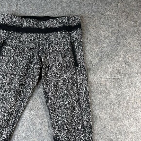 Lululemon Leggings Women’s 10 Run Inspire Tight II Mesh Black White Mesh Running - Picture 2 of 11